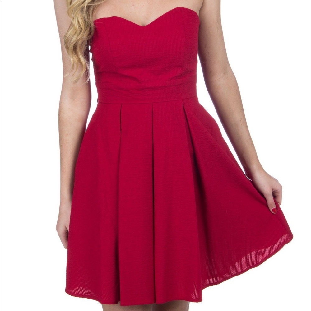 Lauren James Corbin Red Strapless Dress